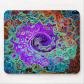 Lila Groovy Abstrakt Retro Liquid Swirl Mousepad (Vorne)