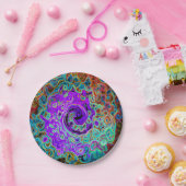Lila Groovy Abstrakt Retro Liquid Swirl Pappteller (Party)
