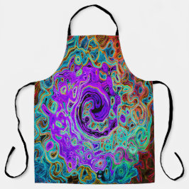 Lila Groovy Abstrakt Retro Liquid Swirl Schürze
