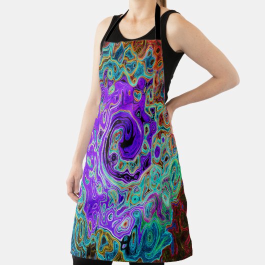 Lila Groovy Abstrakt Retro Liquid Swirl Schürze (InSitu)