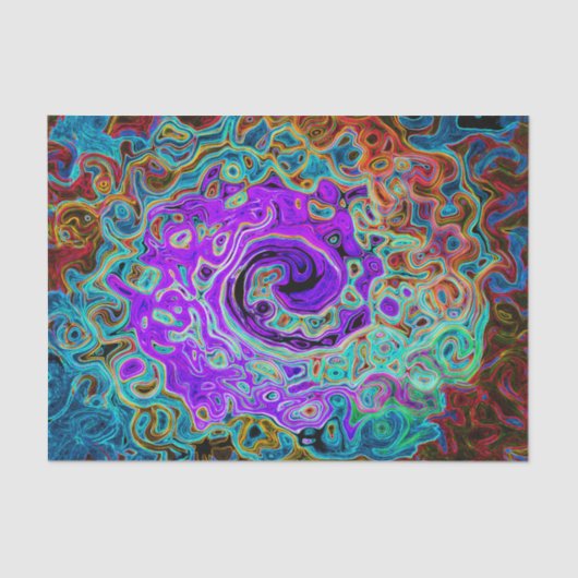 Lila Groovy Abstrakt Retro Liquid Swirl Seidenpapier (Vorderseite)