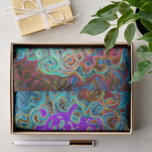 Lila Groovy Abstrakt Retro Liquid Swirl Seidenpapier (Geschenk)