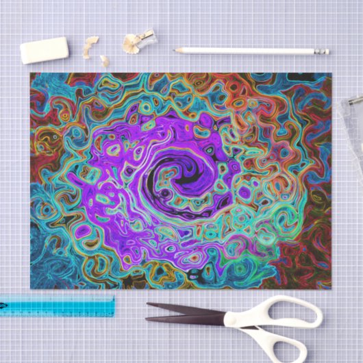 Lila Groovy Abstrakt Retro Liquid Swirl Seidenpapier (Handwerk)