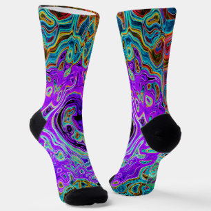 Lila Groovy Abstrakt Retro Liquid Swirl Socken