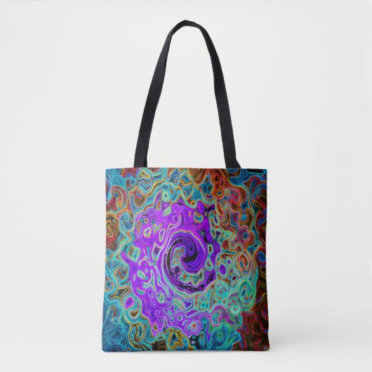 Lila Groovy Abstrakt Retro Liquid Swirl Tasche (Vorderseite)