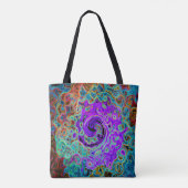Lila Groovy Abstrakt Retro Liquid Swirl Tasche (Rückseite)