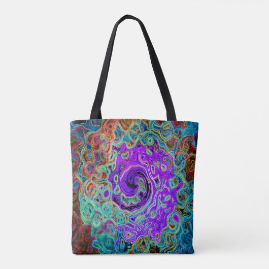 Lila Groovy Abstrakt Retro Liquid Swirl Tasche (Rückseite)