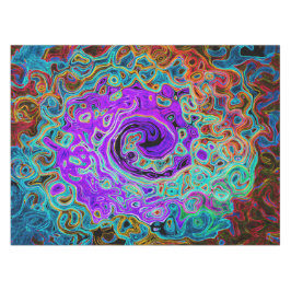 Lila Groovy Abstrakt Retro Liquid Swirl Tischdecke