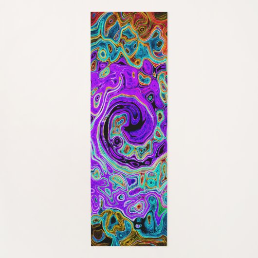 Lila Groovy Abstrakt Retro Liquid Swirl Yogamatte (Vorderseite)