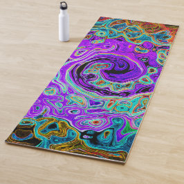 Lila Groovy Abstrakt Retro Liquid Swirl Yogamatte