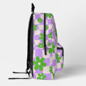 Lila Groovy Daisy Floral Checkerboard Bedruckter Rucksack (Links)
