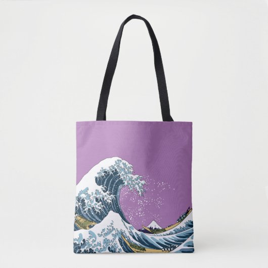 Lila Große Welle vor Kanagawa Moderner Pop Tasche (Vorderseite)