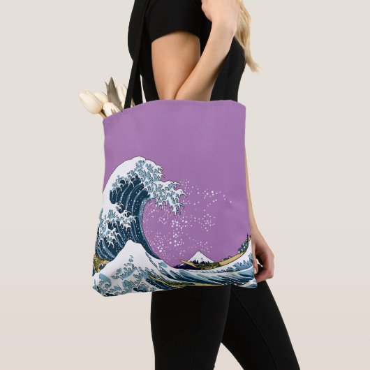 Lila Große Welle vor Kanagawa Moderner Pop Tasche (Von Nahem)