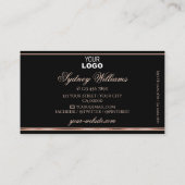 Lila großer Glitzer Logo Schwarze Rose Gold Border Visitenkarte (Rückseite)