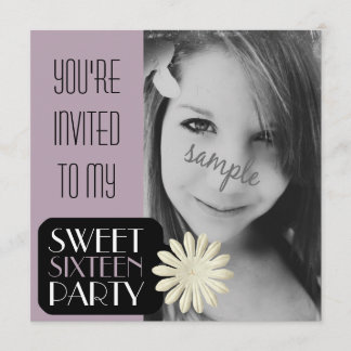 Lila großes Foto Girl's Sweet 16 Party Einladung