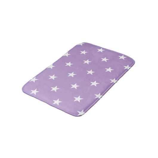 Lila Großsterne Bath Mat Badematte (Schrägansicht)