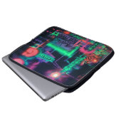 Lila-grün-Abstrakt-Neonlicht-Monogramm Laptopschutzhülle (Vorne Knopf)