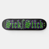 Lila & grün auf schwarz ~ Sick Stick Logo Pro Deck Skateboard (Horizontal)