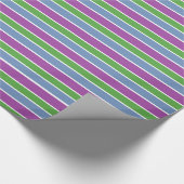 Lila Grün Blau Gestreift Geschenkpapier (Ecke)