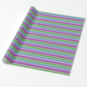 Lila Grün Blau Gestreift Geschenkpapier