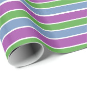 Lila Grün Blau Gestreift Geschenkpapier (Rolleneckpunkt)