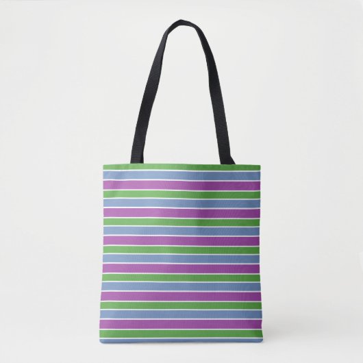 Lila Grün Blau Gestreift Tasche (Vorderseite)