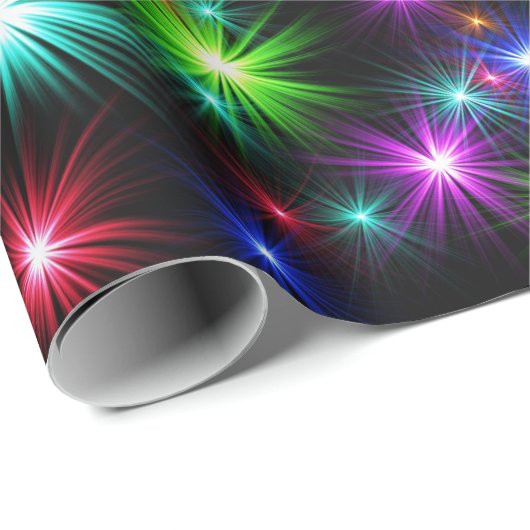 Lila, grün, blau, Sterne Weihnachten Geschenkpapier (Rolleneckpunkt)