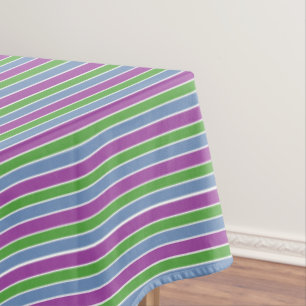 Lila Grün Blau Streifen Tischdecke