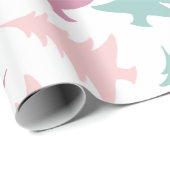 Lila Grün des Weihnachtsbaum-Muster-Pastellrosas Geschenkpapier (Rolleneckpunkt)