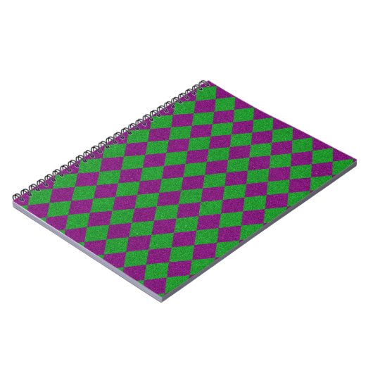 Lila & grün Diamond Glitzer Notizblock (Linke Seite)