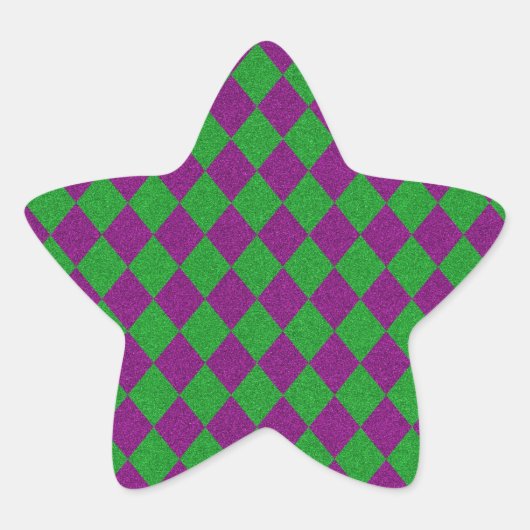Lila & grün Diamond Glitzer Stern-Aufkleber (Vorderseite)