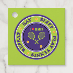 Lila - grün essen, schlafen, Tennis spielen Geschenkanhänger