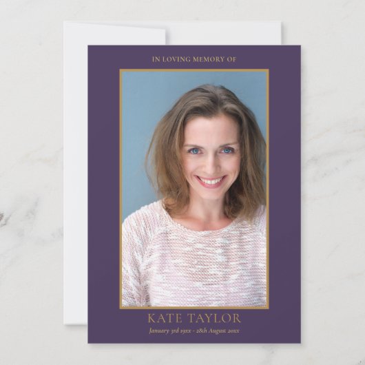 Lila Grün Foto Feier der Lebensbeerdigung Einladung (Rückseite)