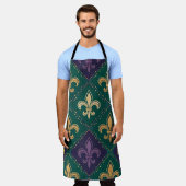 LILA GRÜN GELB MARDI GRAS FLEUR DE LIS SCHÜRZE (Getragen)