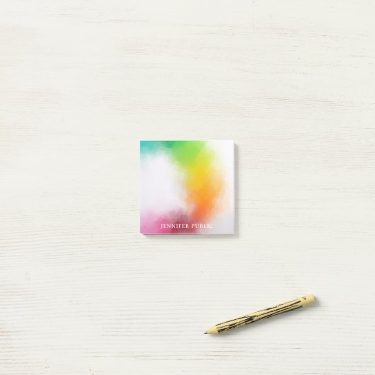 Lila-grün-gelb Post-it Klebezettel (Auf Schreibtisch)