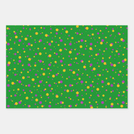LILA GRÜN GELBE MARDI GRAS MUSTER GESCHENKPAPIER SET