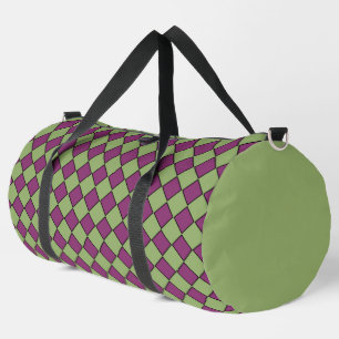 Lila Grün Karo Diamant Muster Groß Duffle Bag