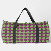 Lila Grün Karo Diamant Muster Groß Duffle Bag (Vorderseite)