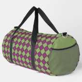 Lila Grün Karo Diamant Muster Groß Duffle Bag (Rechte Ecke)