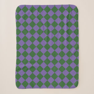 Lila Grün Karo Diamant Muster Sherpadecke