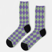 Lila Grün Karo Diamant Muster Socken (Linkes Detail)