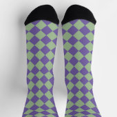 Lila Grün Karo Diamant Muster Socken (Oben)