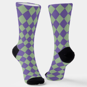 Lila Grün Karo Diamant Muster Socken