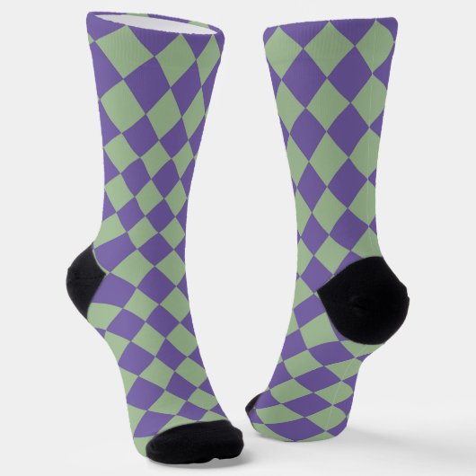 Lila Grün Karo Diamant Muster Socken (Gewinkelt)
