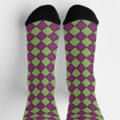 Lila Grün Karo Diamant Muster Socken (Oben)