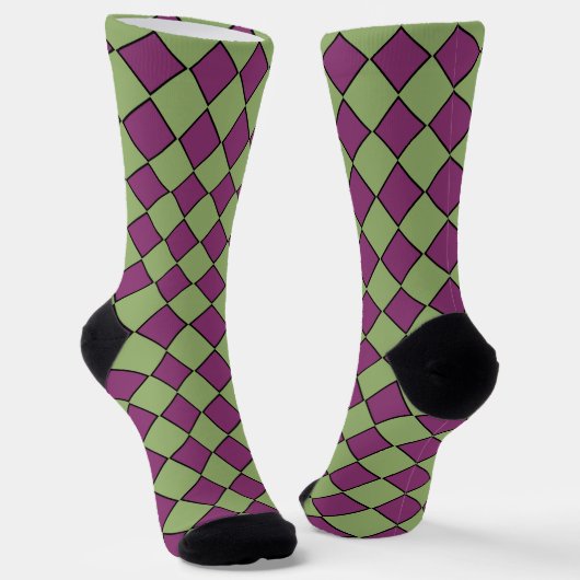 Lila Grün Karo Diamant Muster Socken (Gewinkelt)