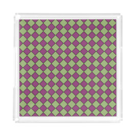 Lila Grün Karo Diamantmuster Acryl Tablett