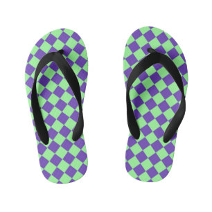 Lila Grün Karo Diamantmuster  Kinderbadesandalen