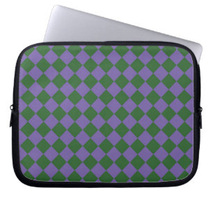 Lila Grün Karo Diamantmuster Laptopschutzhülle