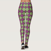 Lila Grün Karo Diamantmuster Leggings (Rückseite)